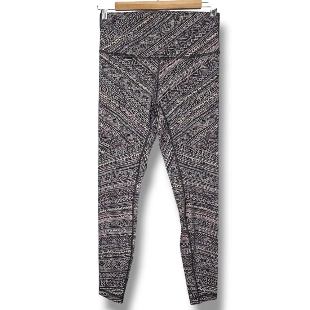 Lululemon Wunder Under Tight Aztec Geometric Stripe Multicolored Leggings 8